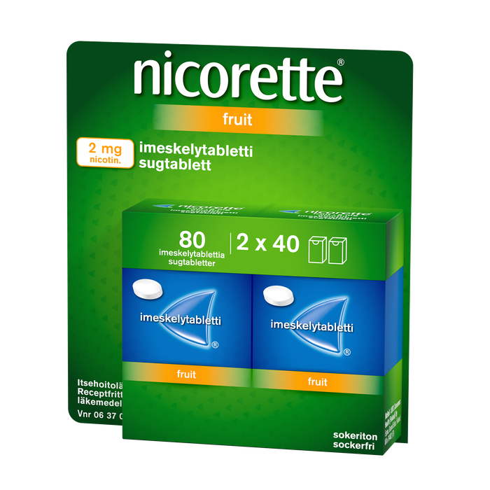 NICORETTE FRUIT imeskelytabletti, puristettu 2 mg 2x40 80 kpl