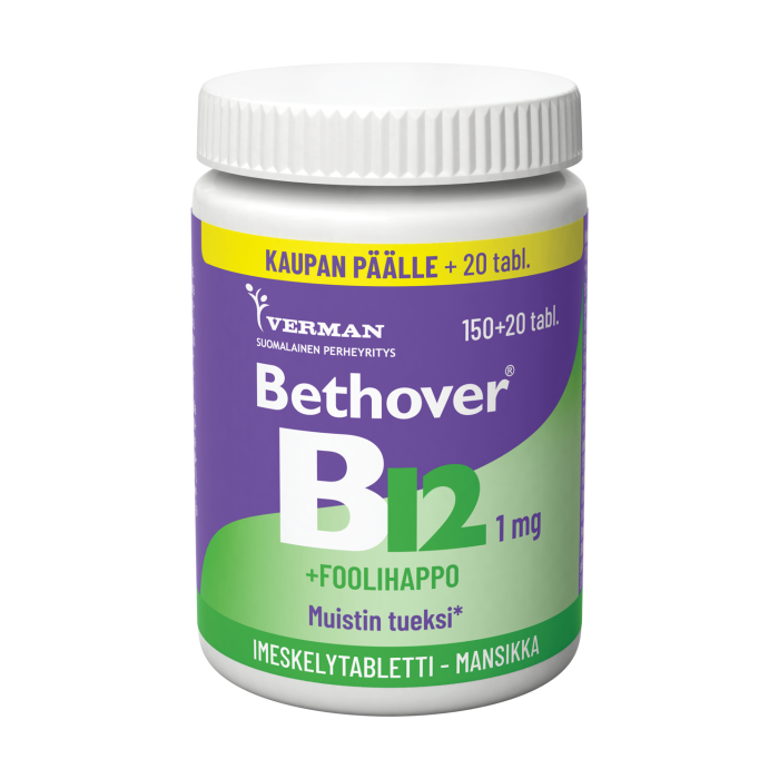 Bethover B12 + Foolihappo Mansikka 150+20 tabl