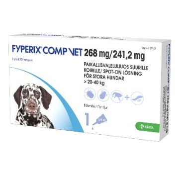 FYPERIX COMP VET paikallisvaleluliuos 268 mg/241,2 mg koiralle yli 20 kg-40 kg 2,68 ml