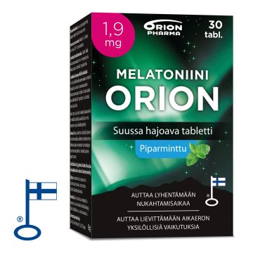Melatoniini Orion 1,9 mg piparminttu suussa hajoava tabletti 30 tabl