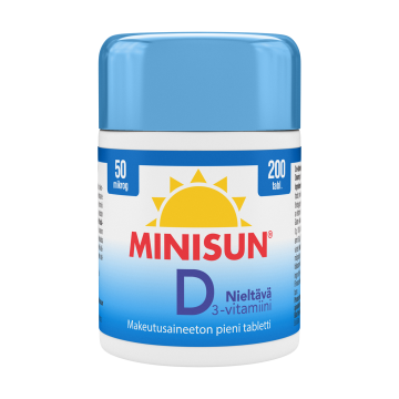 Minisun D-vitamiini Nieltävä 50 mikrog 200 tabl