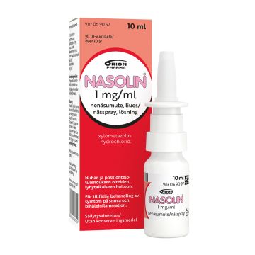 NASOLIN nenäsumute, liuos 1 mg/ml säilytysaineeton 10 ml