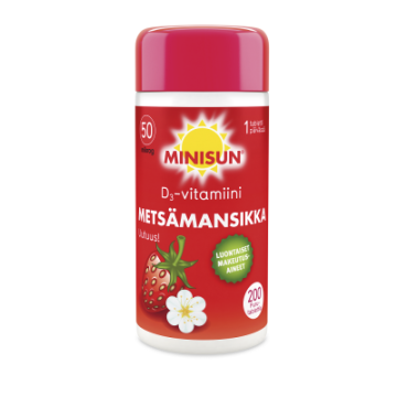 Minisun D-vitamiini Metsämansikka 50 mikrog 200 purutabl