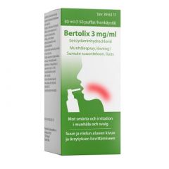 BERTOLIX 3 mg/ml sumute suuonteloon, liuos (annospumppu, 150 painallusta)30 ml